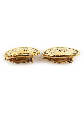Chanel Chanel earrings, Coco Mark design, metal, gold, women's, e62032k (view 2)