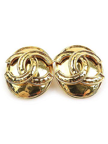 Chanel Chanel earrings, Coco Mark design, metal, gold, women's, e62031a (view 1)