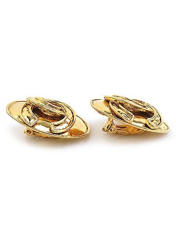 Chanel Chanel earrings, Coco Mark design, metal, gold, women's, e62031a (view 2)
