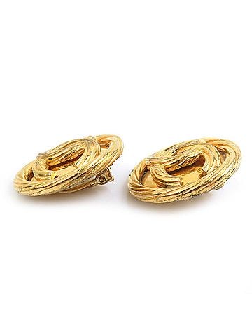 Chanel Chanel earrings, Coco Mark design, metal, gold, women's, e62030k (view 2)
