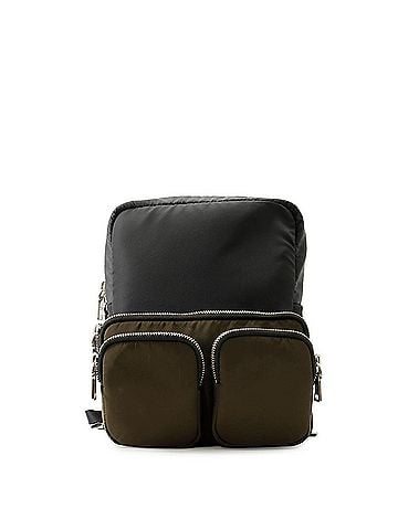 Prada Prada Backpack with Pockets, Nylon, 2VZ043, PRADA Handbag, Backpack, Black, (view 1)
