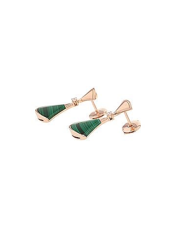 Bvlgari BVLGARI Diva's Dream Earrings, Malachite and Diamond (2 pieces, total 0.07ct), 18K Pink Gold, Item Number 356454. (view 2)