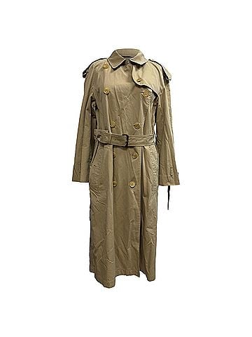 Burberry Burberry Double-Breasted Belted Trench Coat in Beige Cotton (view 1)