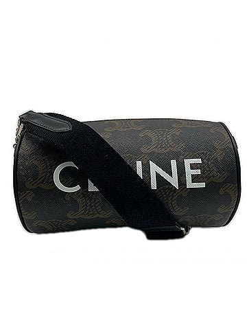 Céline CELINE Triomphe Canvas Cylinder Bag 110052EKK Shoulder Brown Black White Leather Men's (view 1)