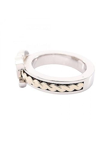 Chanel Chanel Coco Mark Ring - Stainless Steel Jewelry for Women Silver/Gold Tones (view 2)