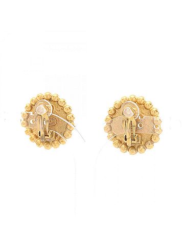 Chanel Chanel Coco Mark Round Earrings, Gold Plated (GP), Women's, Gold/Black Tones (view 2)