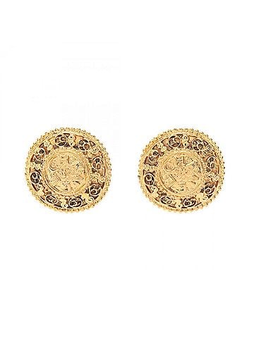 Chanel Chanel Coco Mark Round Earrings, Gold Plated (GP), Women's, Tone (view 1)