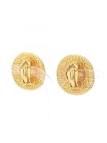 Chanel Chanel Coco Mark Round Earrings, Gold Plated (GP), Women's, Tone (view 2)