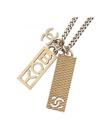Chanel Chanel Coco Mark Plate Necklace, Gold Plated (GP), Women's, Tone, C22P (view 1)