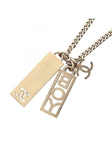 Chanel Chanel Coco Mark Plate Necklace, Gold Plated (GP), Women's, Tone, C22P (view 2)