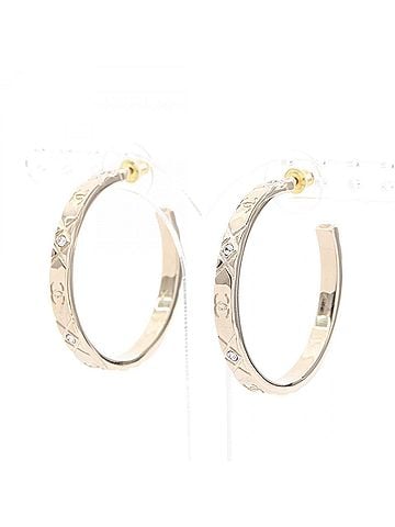 Chanel Chanel Coco Mark Hoop Earrings, Gold Plated (GP) Rhinestone Women's, Tone (view 1)