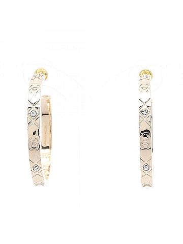 Chanel Chanel Coco Mark Hoop Earrings, Gold Plated (GP) Rhinestone Women's, Tone (view 2)