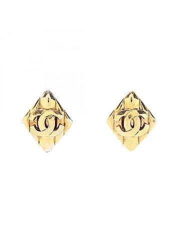 Chanel Chanel Coco Mark Diamond Earrings, Gold Plated (GP), Women's, Tone (view 1)
