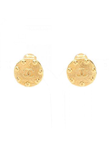 Chanel Chanel Coco Mark Dot Round Earrings, Gold Plated (GP), Women's, Tone (view 1)