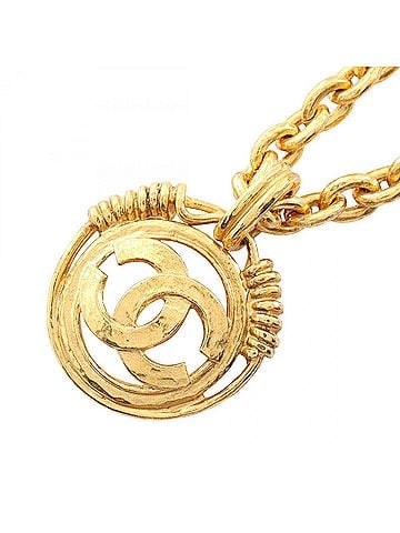 Chanel Chanel Coco Mark Circle Necklace, Gold Plated (GP), Women's, Tone (view 1)