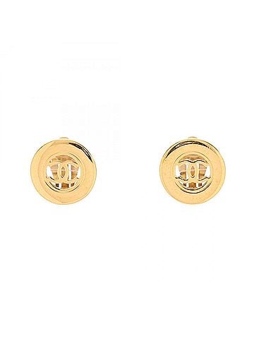 Chanel Chanel Coco Mark Circle Earrings, Gold Plated (GP), Women's, Tone (view 1)