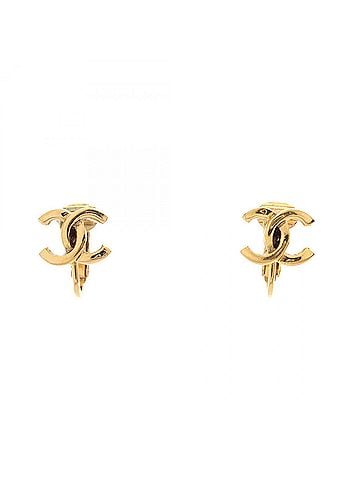Chanel Chanel Coco Mark Earrings, Gold Plated (GP), Women's, Tone (view 1)