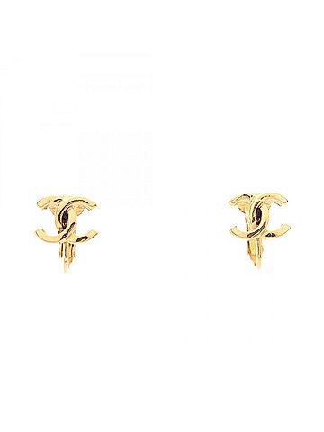 Chanel Chanel Coco Mark Earrings, Gold Plated (GP), Women's, Tone (view 1)
