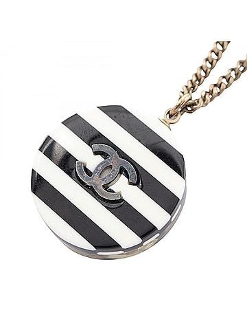 Chanel Chanel Coco Mark Icon Border Necklace Jewelry GP (Gold Plated) Resin Faux Pearl Women's Clear Black Multicolor (view 2)