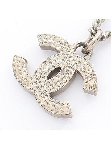 Chanel Chanel CHANEL Coco Mark F13V Necklace Jewelry Stainless Steel Rhinestone Women's Silver/Clear 28942 (view 2)