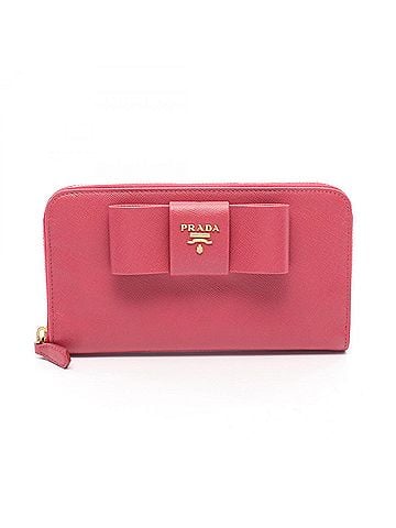 Prada Prada PRADA Round Long Wallet, Leather, Women's, Pink, 1M0506 (view 1)