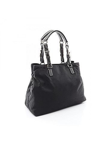 Prada Prada Triangle Logo Tote Bag Handbag Nylon Saffiano Leather Women's Black (view 2)