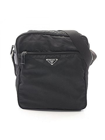 Prada Prada Triangle Logo Shoulder Bag/Handbag, Nylon/Leather, Men's/Women's, Black (view 1)