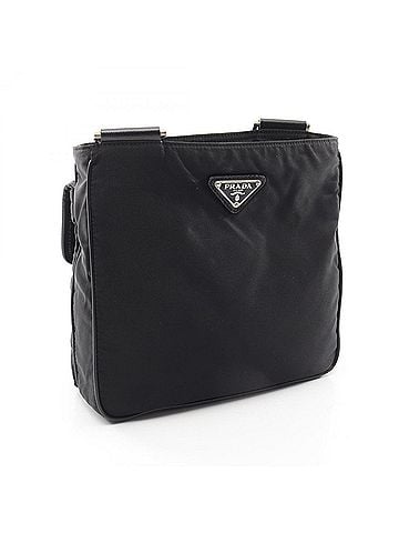Prada Prada Triangle Logo Shoulder Bag/Handbag, Nylon &amp; Saffiano Leather, Women's, Black (view 2)