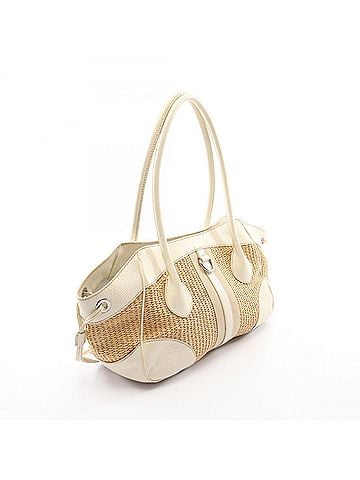 Prada Prada PRADA Tote Bag Handbag Leather Raffia Women's Beige/White (view 2)