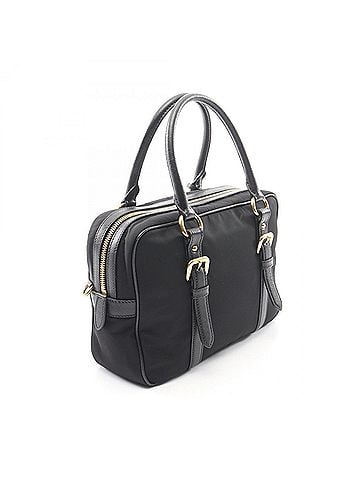 Prada Prada TESSUTO+SAFFIANO 2-Way Handbag, Nylon &amp; Saffiano Leather, Women's, Black (view 2)