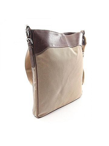 Prada Prada LOGO JACQUARD Shoulder Bag/Handbag, Canvas and Leather, Women's, Beige/Brown (view 2)