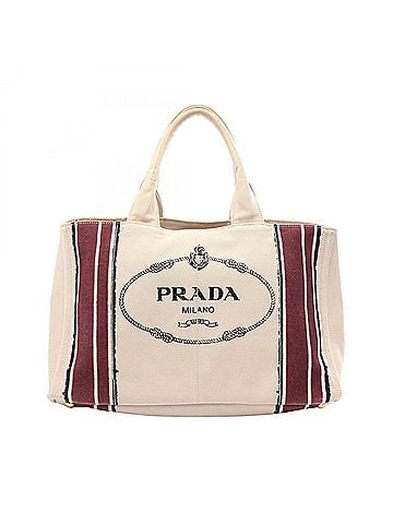 Prada Prada Canapa Tote Bag/Handbag, Canvas, Women's, Beige, Bordeaux, Black (view 1)