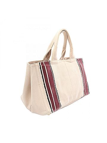 Prada Prada Canapa Tote Bag/Handbag, Canvas, Women's, Beige, Bordeaux, Black (view 2)