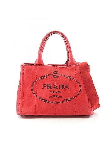 Prada Prada CANAPA 2-Way Tote Bag/Handbag, Canvas, Women's, Red (view 1)