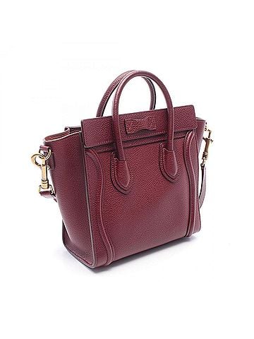 Céline Celine Luggage Nano Shopper 2-Way Handbag, Leather, Women's, Purple (view 2)