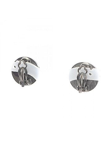 Chanel Chanel CHANEL Logo Earrings 00A Jewelry Stainless Steel Leather Women's Silver/Black (view 2)