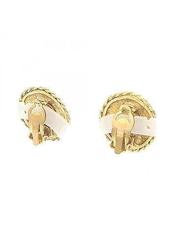 Chanel Chanel Round Earrings, Gold Plated (GP), Faux Pearl, Women's, Gold/White Tones (view 2)