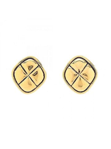 Chanel Chanel Matelassé Diamond-Shaped Earrings, Gold Plated (GP), Women's, Tone (view 1)