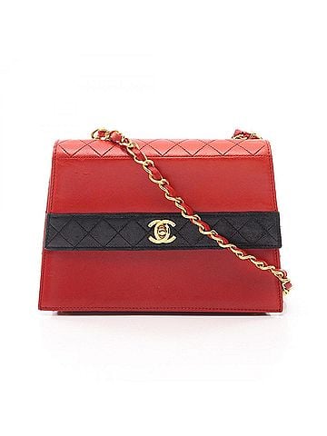 Chanel Chanel Matelassé Shoulder Bag/Handbag, Lambskin Leather, Women's, Red/Black (view 1)