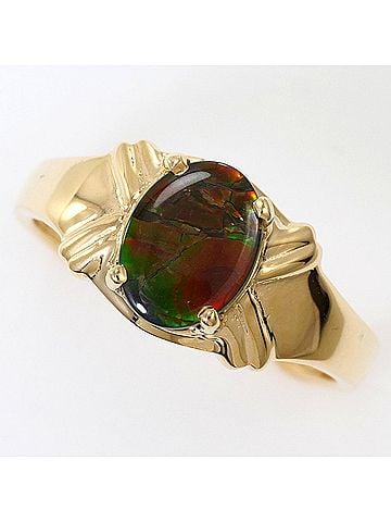 Unbranded K14 14K YG Yellow Gold Ring with Ammonite Stone, Total Weight 2.2g, Jewelry (view 1)