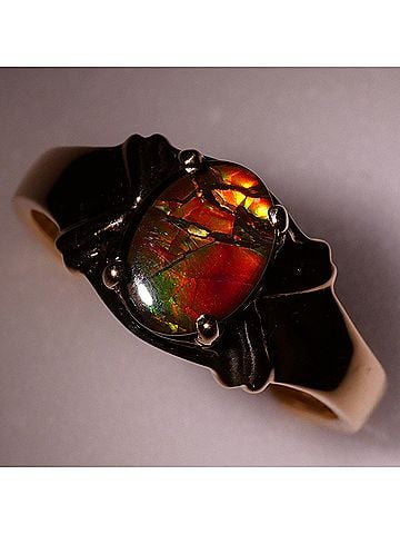 Unbranded K14 14K YG Yellow Gold Ring with Ammonite Stone, Total Weight 2.2g, Jewelry (view 2)