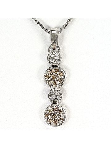 Unbranded 18K (18-karat white gold) necklace with brown diamond (no carat marking) and marking). Includes card. Total weight 3.8g. 45cm. Jewelry. (view 1)