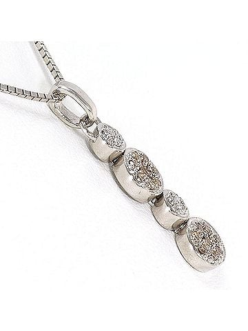 Unbranded 18K (18-karat white gold) necklace with brown diamond (no carat marking) and marking). Includes card. Total weight 3.8g. 45cm. Jewelry. (view 2)