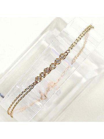 Unbranded K10 10K Pink Gold Bracelet with 0.08ct Diamond, Total Weight 1.1g, 20cm, Jewelry (view 1)