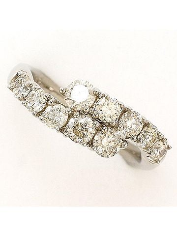 Unbranded 18K (18-karat white gold) ring with 1.00ct diamond, card design, total weight 4.0g, jewelry. (view 1)