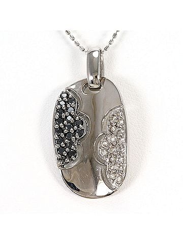 Unbranded 18K (18-karat white gold) necklace with black diamonds and a card design. Total weight 5.5g. 40cm length. Jewelry. (view 1)