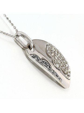 Unbranded 18K (18-karat white gold) necklace with black diamonds and a card design. Total weight 5.5g. 40cm length. Jewelry. (view 2)