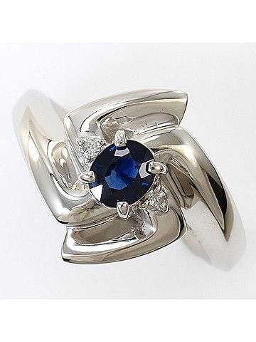 Unbranded PT850 Platinum Ring, 1 Sapphire 0.55ct, Diamond 0.03ct, Card, Total Weight 6.7g, Jewelry (view 1)
