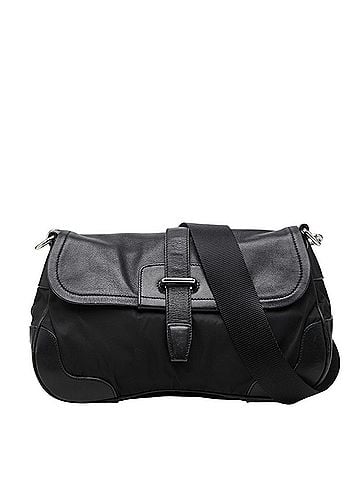 Prada Prada Triangle Logo Plate Crossbody Shoulder Bag, Black Nylon Leather, Women's PRADA (view 1)