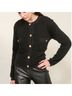 Line & Dot Solid Black Cardigan Size M - photo 4